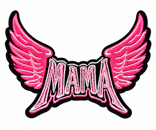 Mama Wings patch - Embroidered Iron On Patch with Glitter 4”
