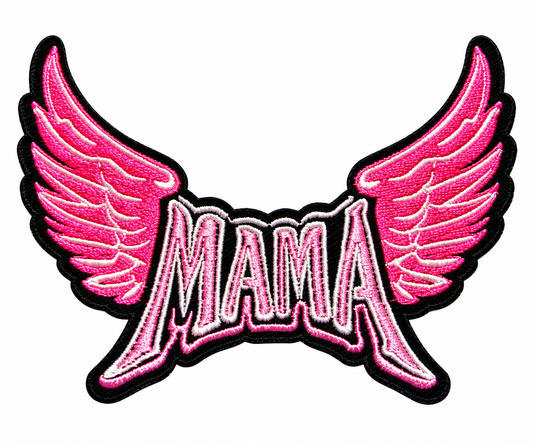 Mama Wings patch - Embroidered Iron On Patch with Glitter 4”