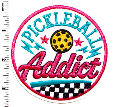 Pickleball Addict patch - Embroidered Iron On Patch 3”