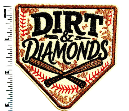 Dirt & Diamonds Baseball - Embroidered Iron-On Patch 3.25”