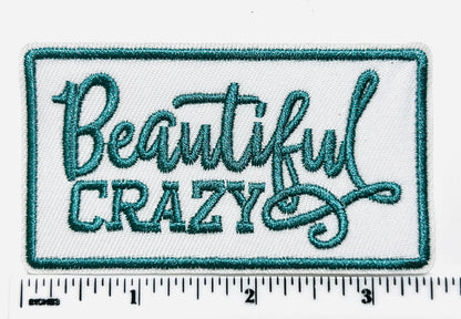 BeautifulCrazy turquoise Embroidered Patch - Iron On Applique (3.75")