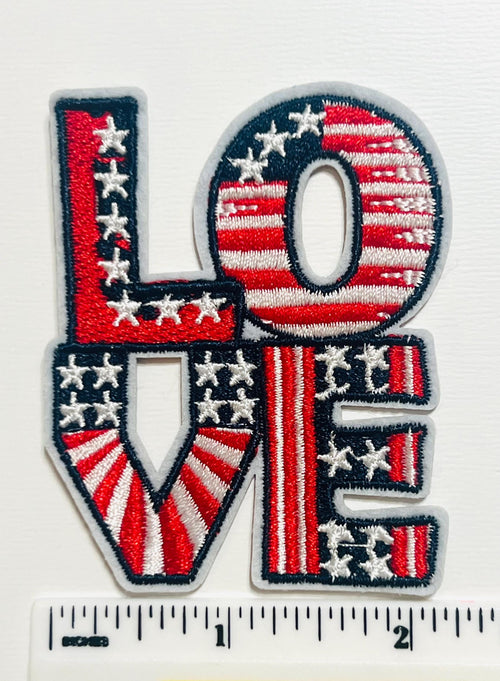 Patriotic LOVE - Embroidered Iron on Patches