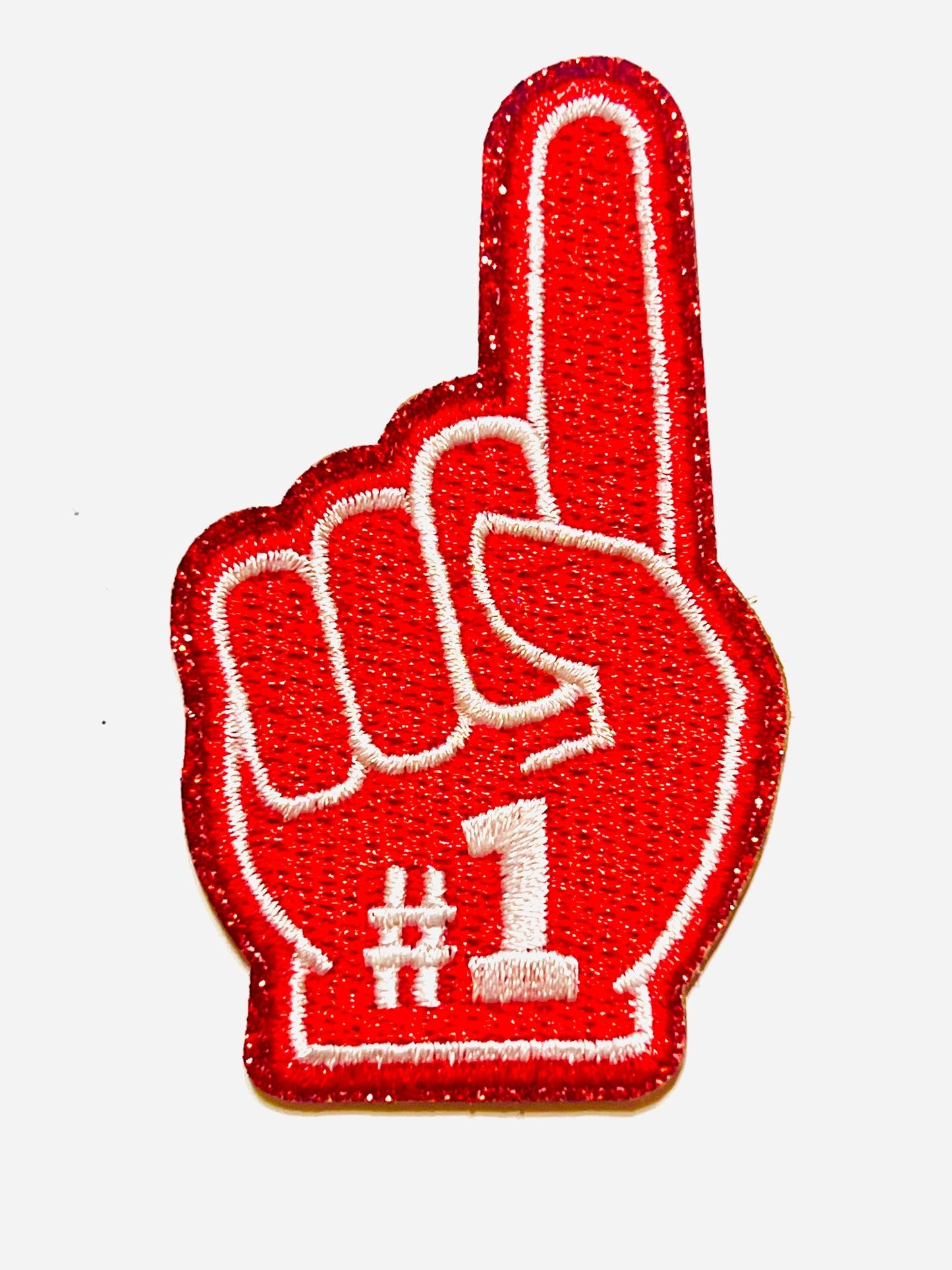 Finger #1 - Embroidered Iron on patch with glitter