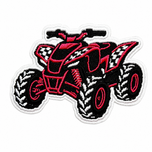 ATV hot pink patch - Embroidered iron on patch 3.25”