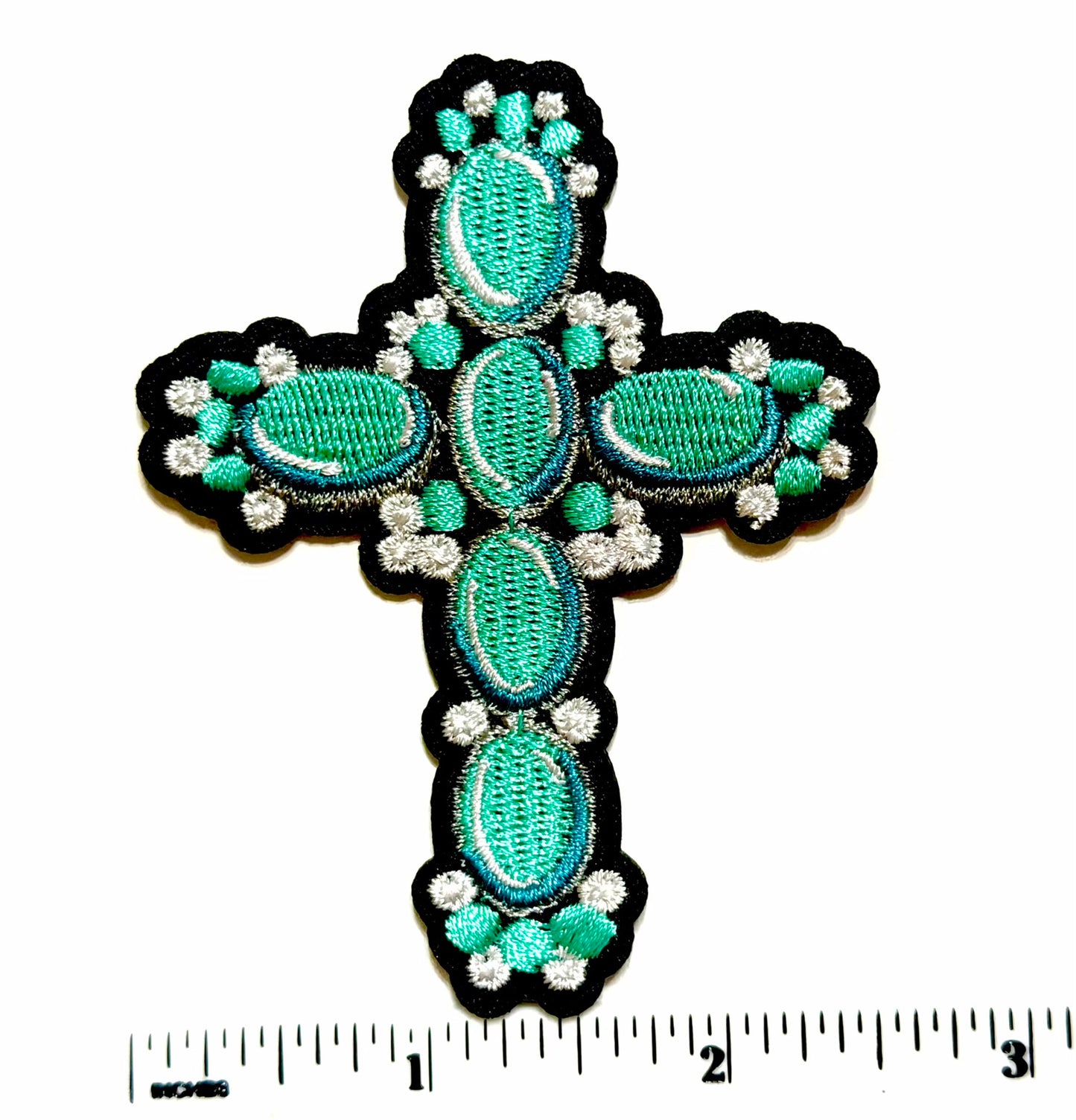 Turquoise Crosses - Embroidered Iron On Patches 3”