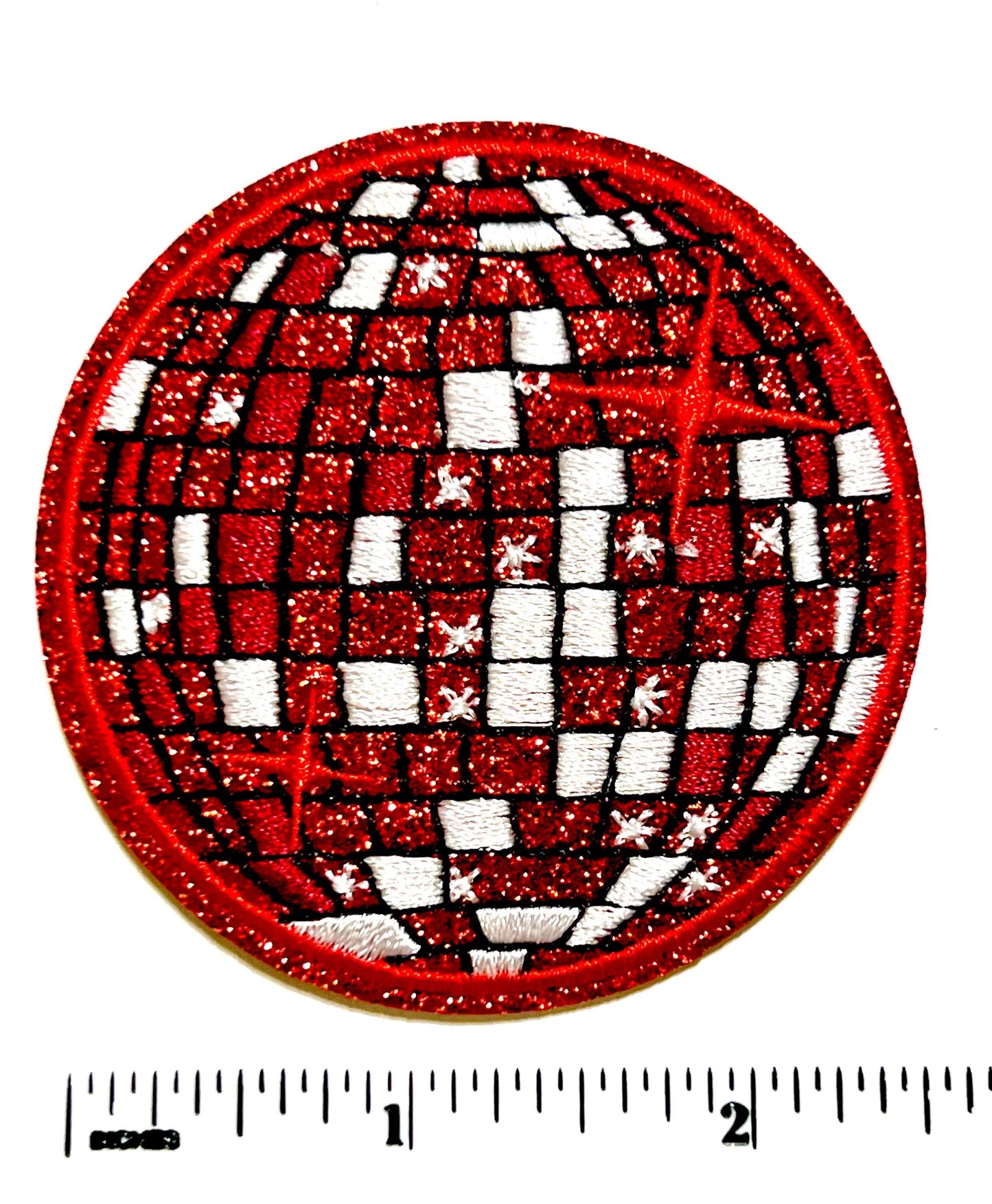 Disco Balls - Embroidered Iron on patches with glitter 2.5”