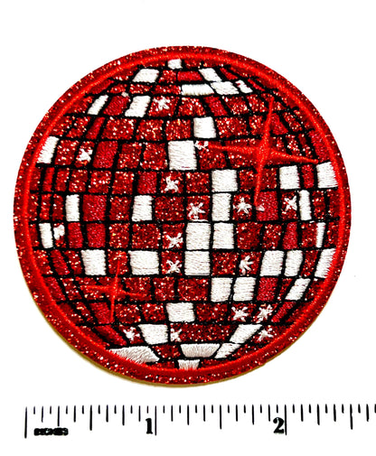 Disco Balls - Embroidered Iron on patches with glitter 2.5”