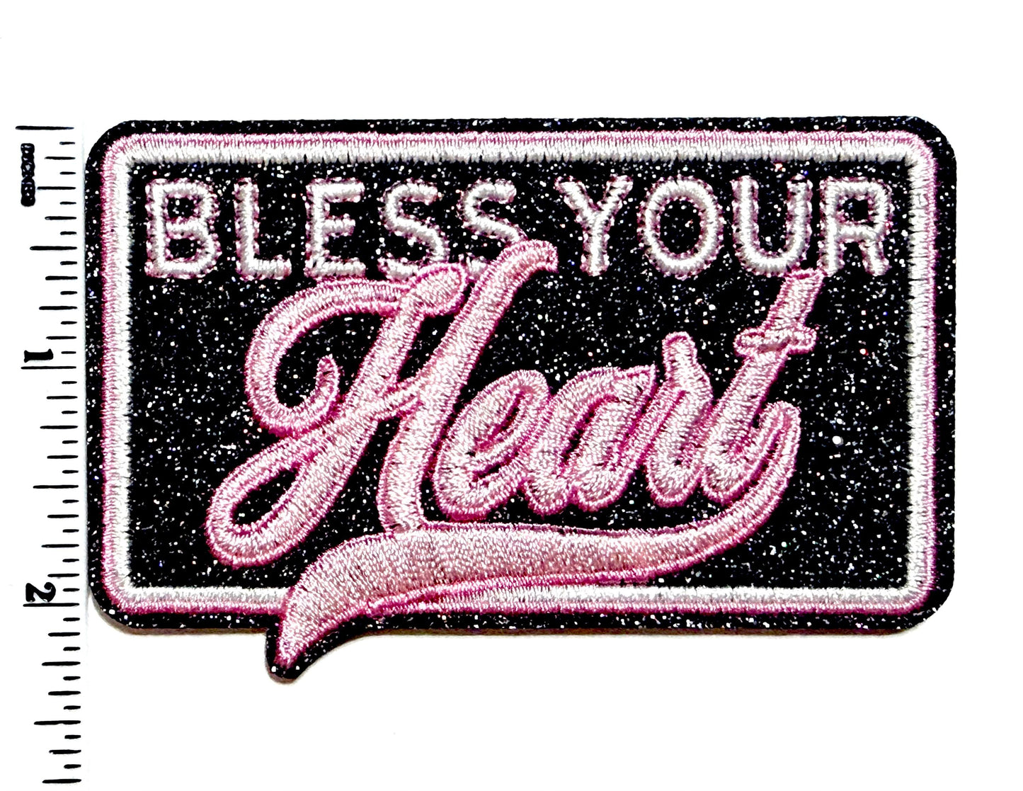 Bless Your Heart patch - Embroidered DIY Iron on patch with glitter