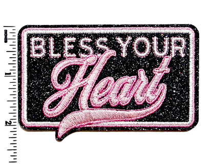 Bless Your Heart patch - Embroidered DIY Iron on patch with glitter