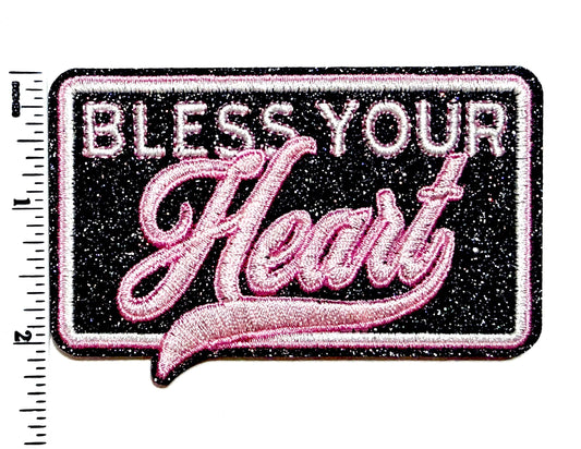 Bless Your Heart patch - Embroidered DIY Iron on patch with glitter