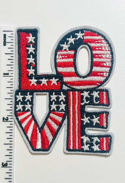 Patriotic LOVE - Embroidered Iron on Patches