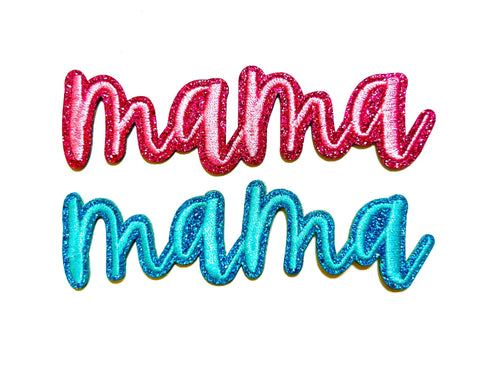 Mama patches  - Embroidered DIY Iron on patch with glitter