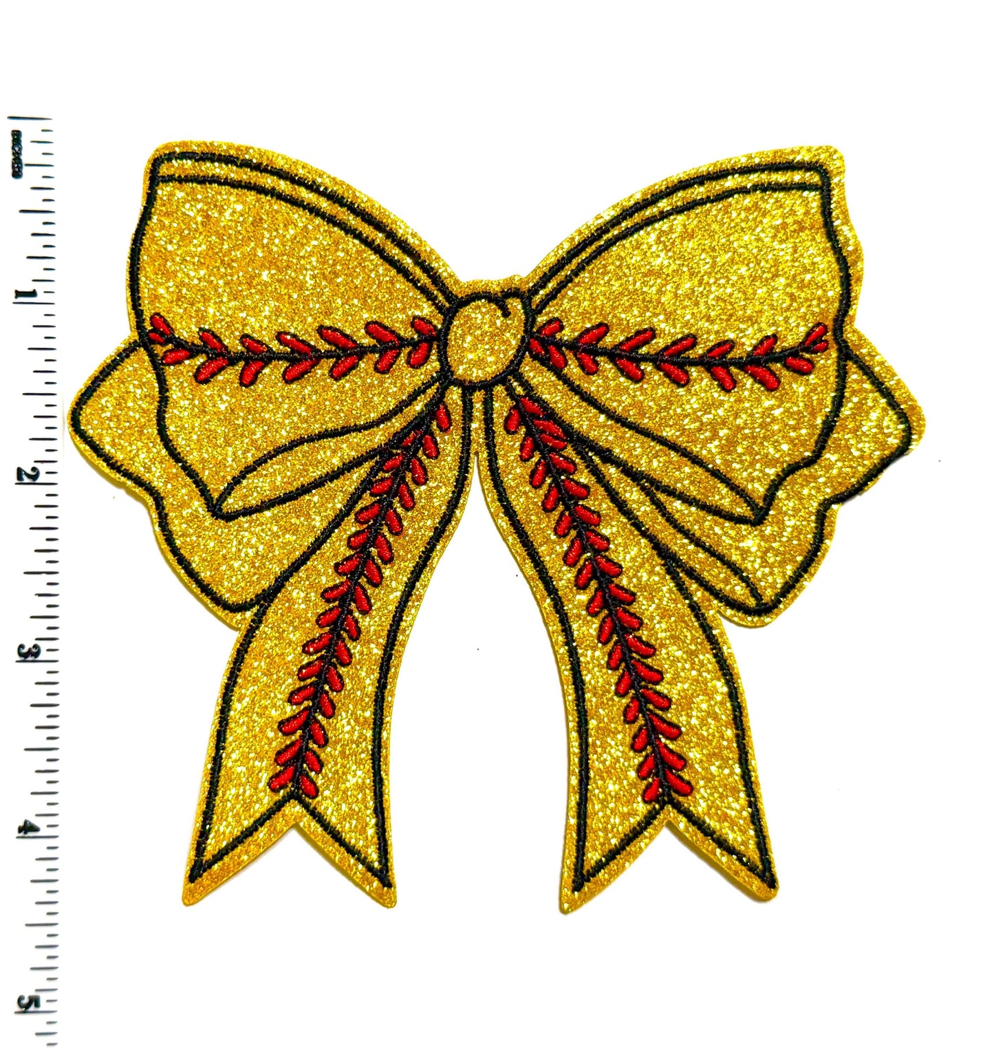 Softball bow glitter Patch – DIY Iron-On Applique