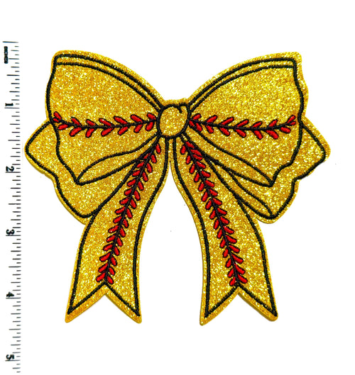 Softball bow glitter Patch – DIY Iron-On Applique