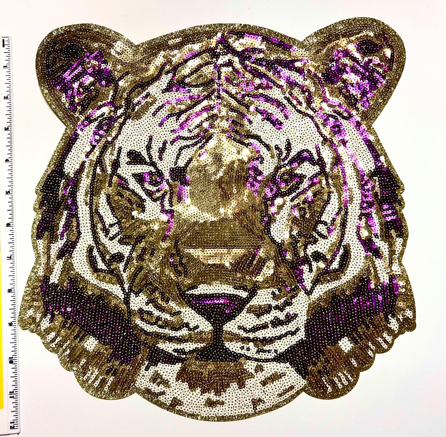 Purple & Gold Tiger - Sequins Iron on patch