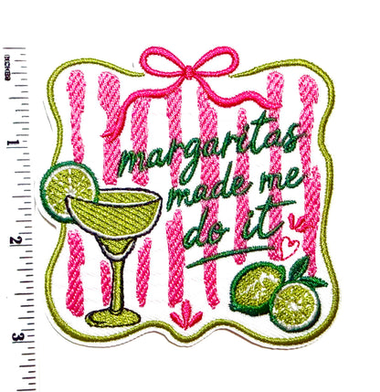 Margaritas made me do it striped patch - Embroidered Iron On Patch 3”