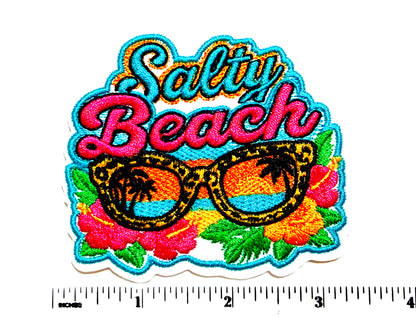 Salty Beach patch - Embroidered Iron On Patch 3”