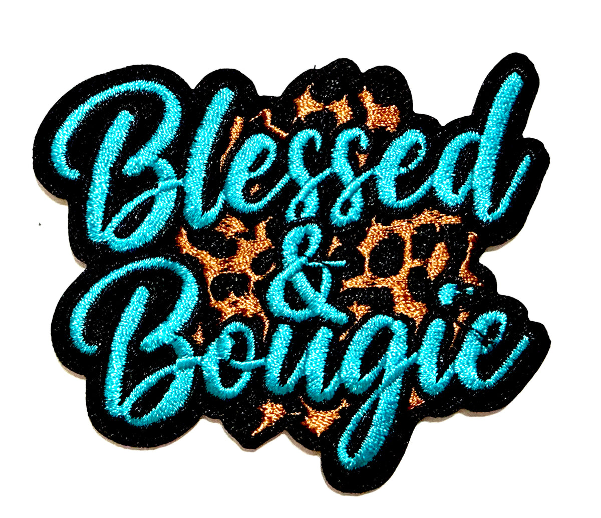 Blessed and Bougie patches multiple colors to choose from - Embroidered Iron on patches 3”