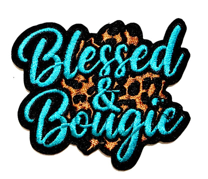 Blessed and Bougie patches multiple colors to choose from - Embroidered Iron on patches 3”