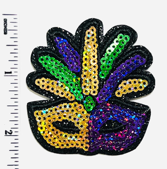 Mardi Gras Sequins patches - King Cake, fleur de lis, Mardi Gras mask, star Sequins DIY Iron on patches