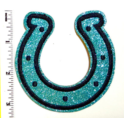 Glitter Horseshoe Patch – Embroidered Iron On Applique 3.25"