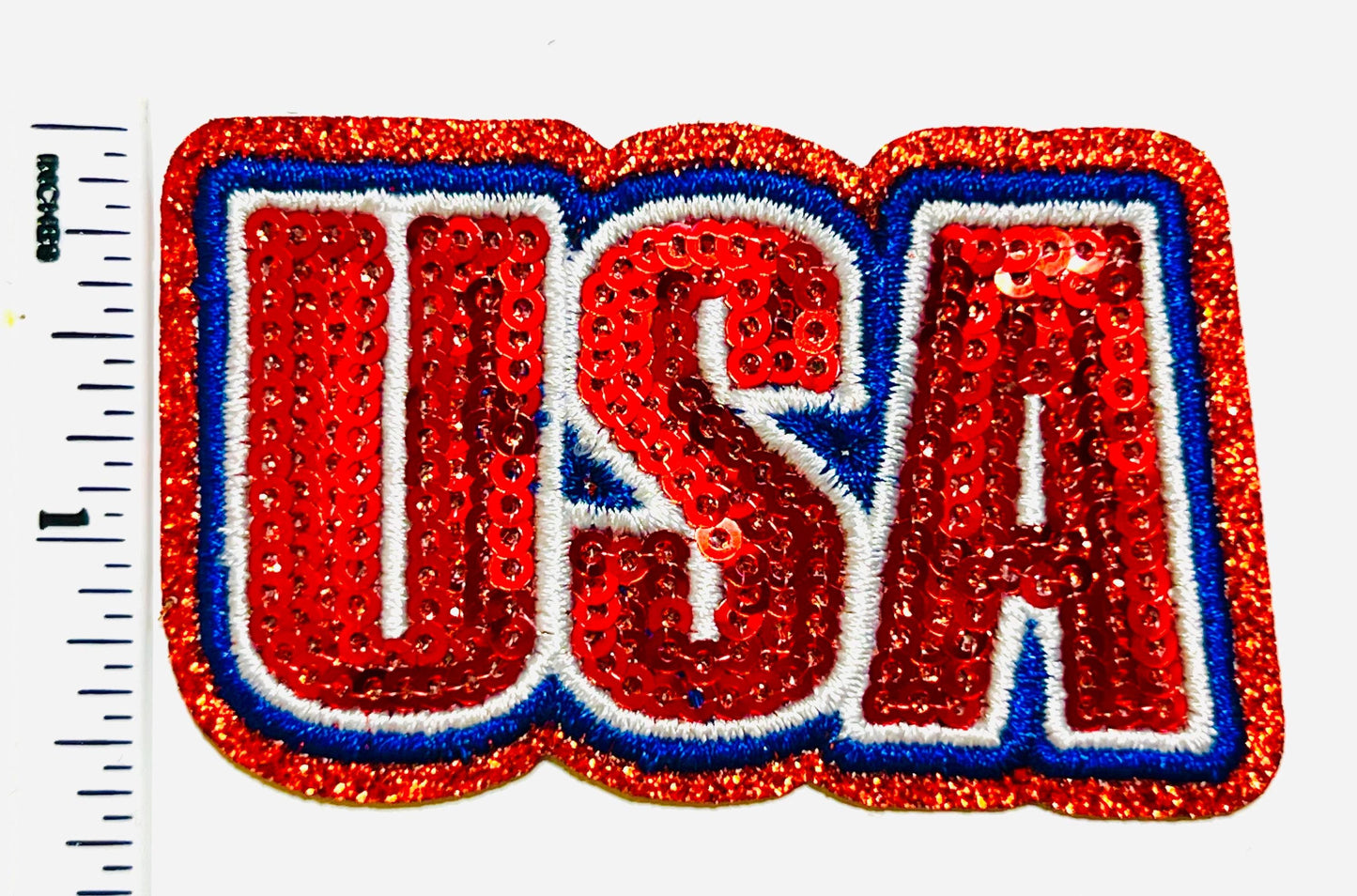 USA patch - Sequins Iron on patch 3”
