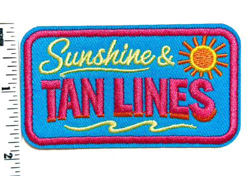 Sunshine & Tan Lines - Embroidered Iron On Patch 1.5” x 3”