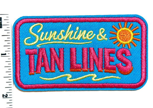 Sunshine & Tan Lines - Embroidered Iron On Patch 1.5” x 3”
