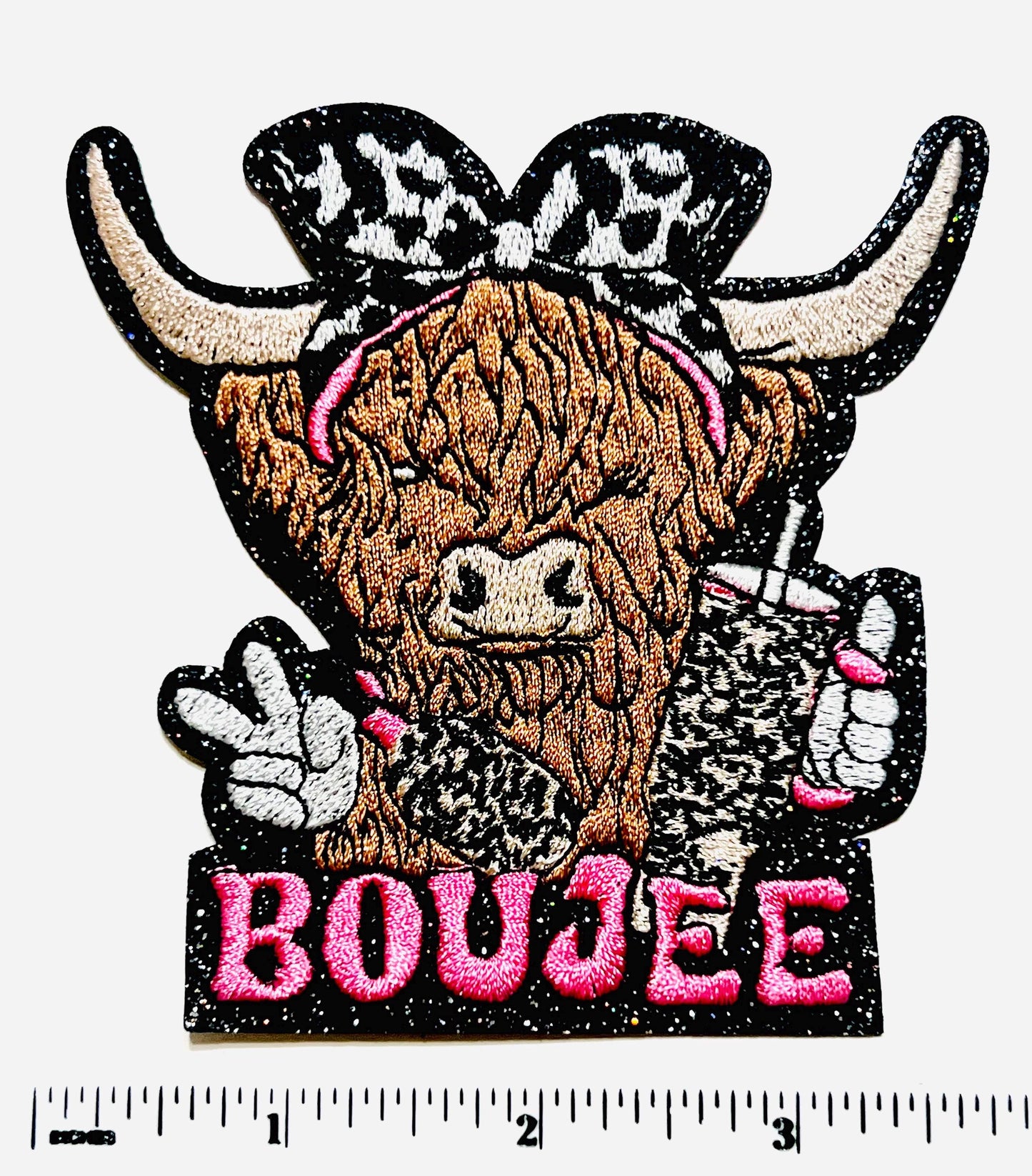 Boujee Cow - Embroidered Iron on patch
