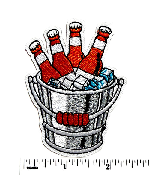 Bucket of Beers patch - Embroidered DIY Iron on Patch