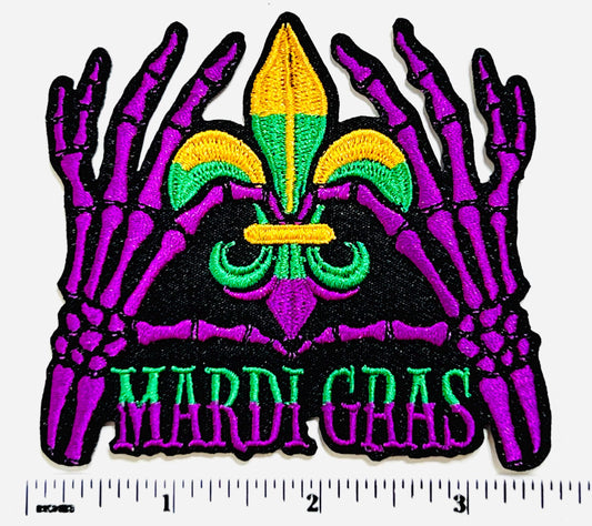Mardi Gras skeleton hands & Fleur de lis 3.5”