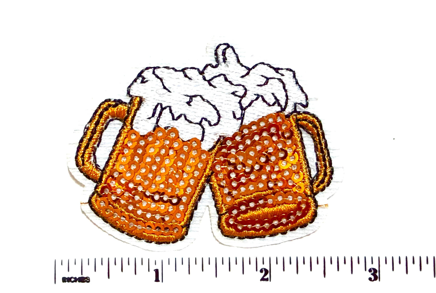 Beer mugs sequins patch - Sequined DIY Iron on Patch