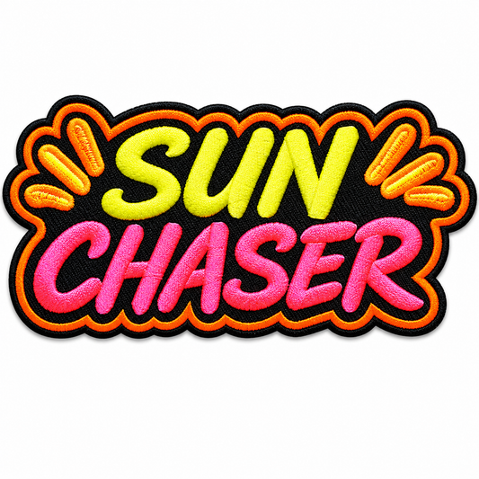 Sun Chaser neon patch - Embroidered Iron On Patch 5.5”