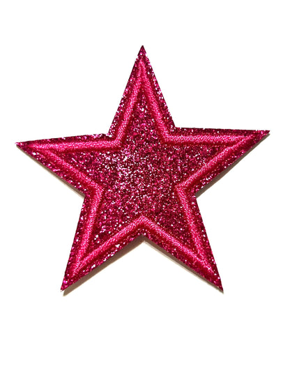 Glitter Stars blue, hot pink or black - Iron on patches