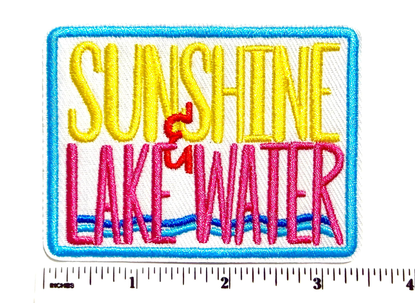 Sunshine and Lake Water - Embroidered Iron on patch 3.25”