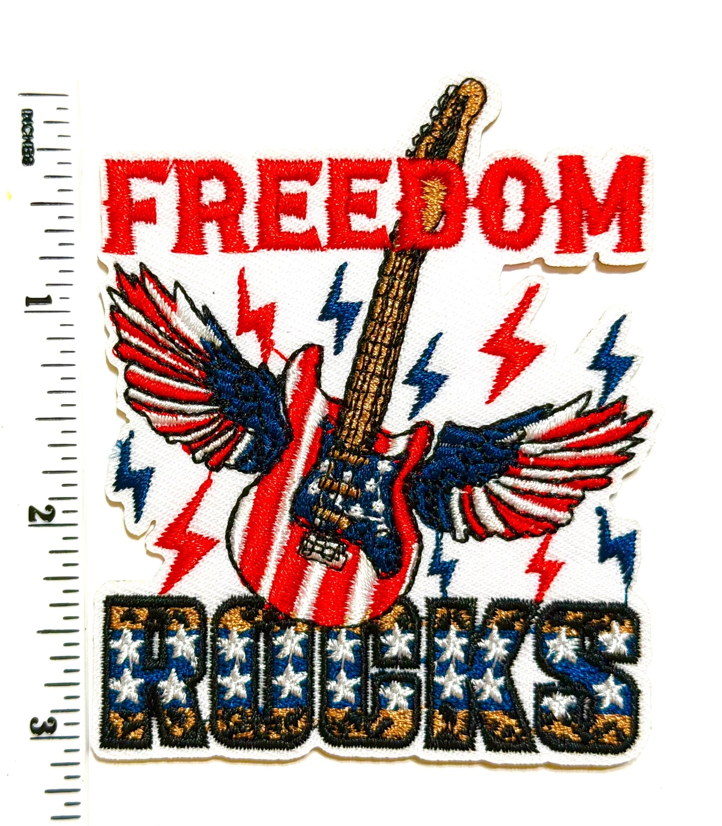 Freedom Rocks Patch – Iron-On Appliqué for Hats, Apparel, Bags