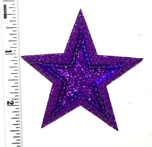 Star sequins, glitter & embroidered Iron on patch