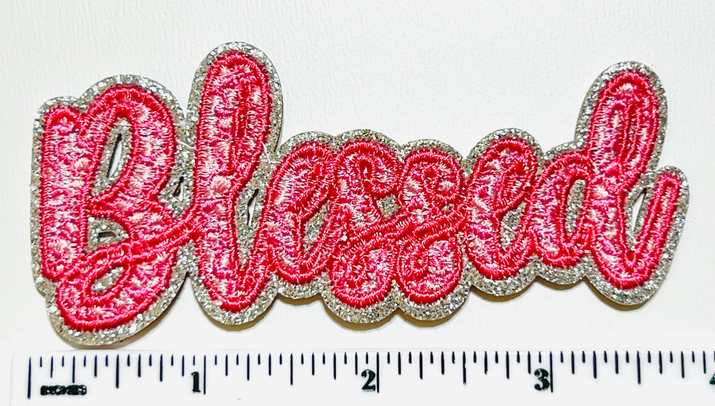 Blessed patch - Embroidered DIY Iron on patch with glitter