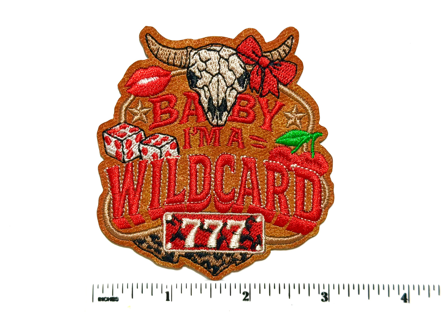 Baby I’m a Wildcard casino patch - Embroidered Iron On Leatherette patch 3.25”