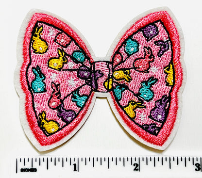 Easter Bunny Bow patches - Embroidered DIY Iron on patch