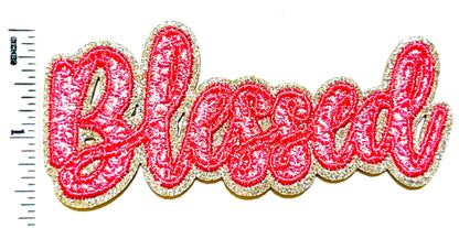 Blessed patch - Embroidered DIY Iron on patch with glitter