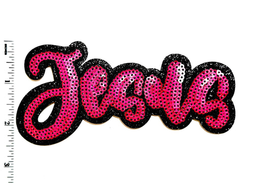 Jesus sequins and glitter patch - DIY Iron on patch