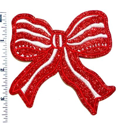 Patriotic bow Patch - Embroidered DIY Iron-On patches with glitter