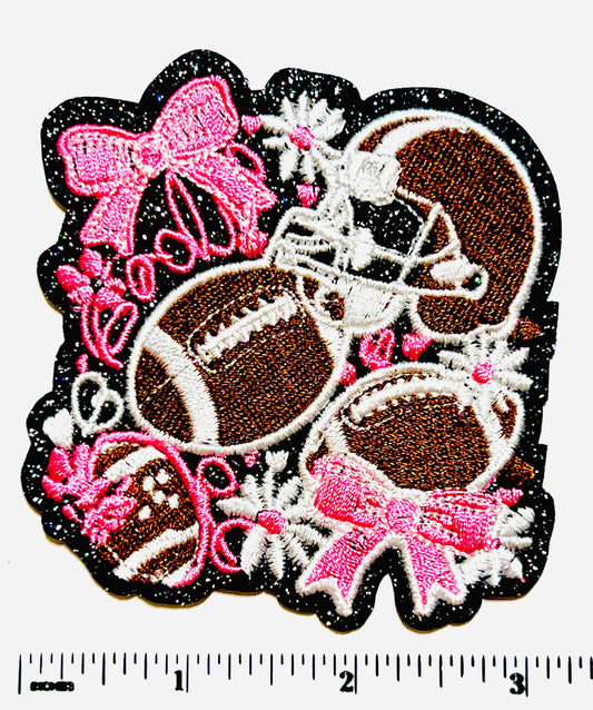 Football spirit in pink patch - Embroidered Iron on patch