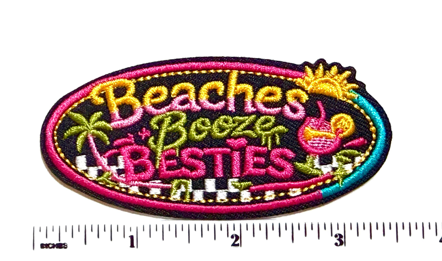 Beaches Booze Besties - Embroidered Iron on patches 3.5”