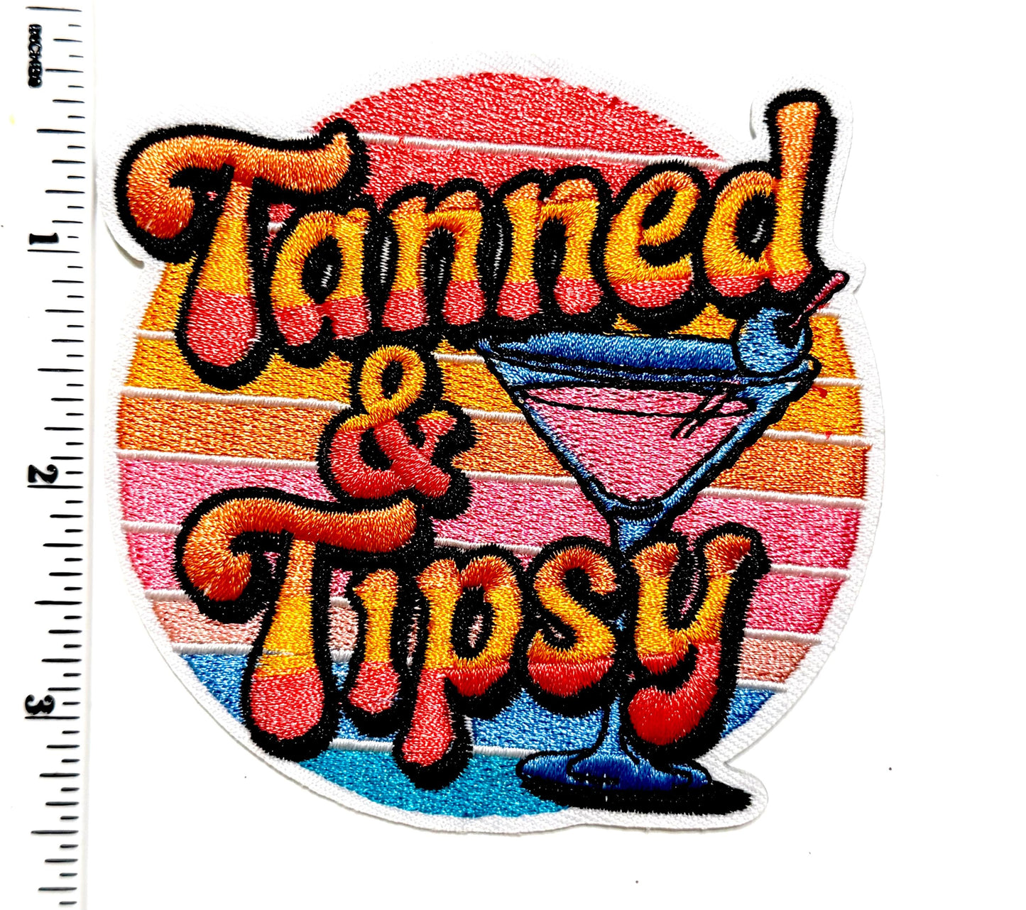 Tanned and Tipsy patch - Embroidered DIY Iron on patch