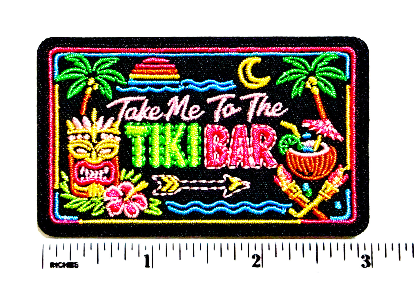 Take me to the Tiki Bar - Embroidered Iron On Patch (small) 3” x 1.75”