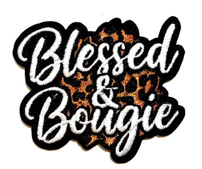 Blessed and Bougie patches multiple colors to choose from - Embroidered Iron on patches 3”
