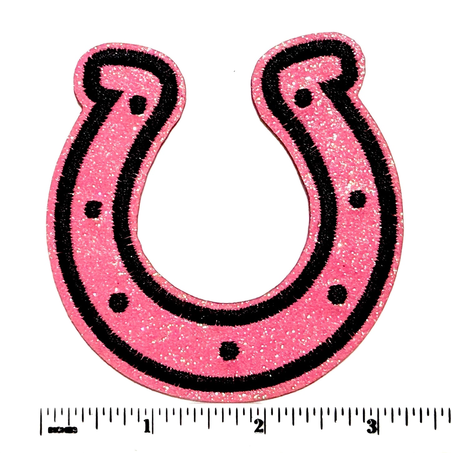 Glitter Horseshoe Patch – Embroidered Iron-On Applique (3.25")