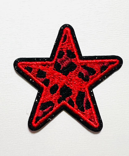 Leopard Stars glitter outline 2”  - Iron on patch